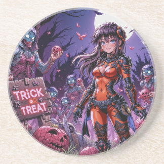 Posavasos Truco o Trato Zombies de Halloween repartiendo Cer