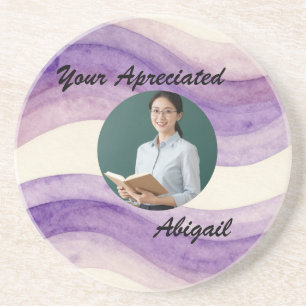 Posavasos Tu Foto Nombre Morado Ondulado Apreciado Acuarela