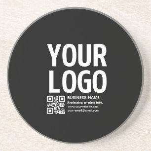 Posavasos Tu logotipo con código QR editable y texto