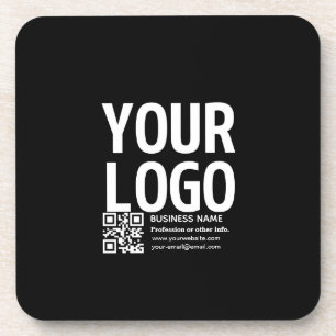 Posavasos Tu logotipo con código QR editable y texto