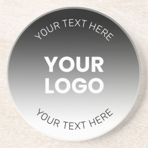 Posavasos Tu Logotipo Gradiente Negro y Blanco Editable Mo