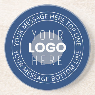 Posavasos Tu logotipo y texto circular personalizable Azul