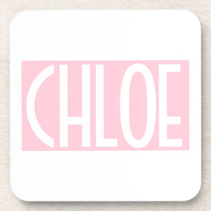 Posavasos Tu Nombre Texto Blanco en Rosa Claro