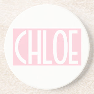 Posavasos Tu nombre   Texto blanco negrita sobre rosa claro