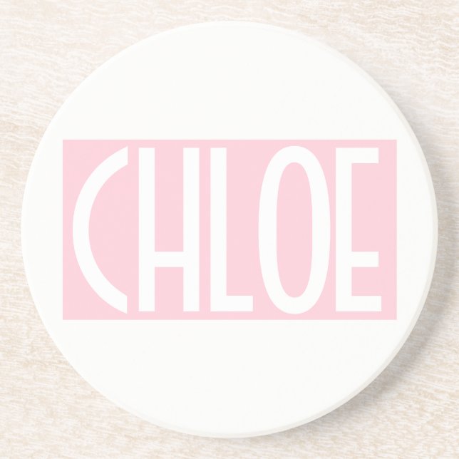 Posavasos Tu nombre | Texto blanco negrita sobre rosa claro (Frente)