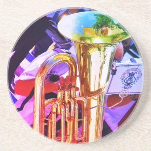 Posavasos Tuba Brillante en Perspectiva Inclinada Banda de M