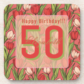 Posavasos Tulipán Floral Inspirado Cumpleaños Personalizado