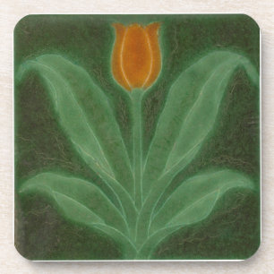 Posavasos Tulipán verde amarillo repro mosaico Art Nouveau
