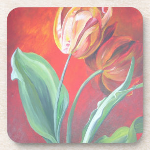 Posavasos Tulipanes artísticos rojos y amarillos