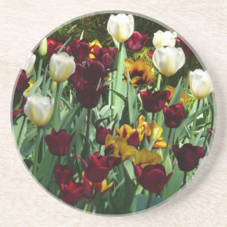 Posavasos Tulipanes coloridos de color marrón y amarillo