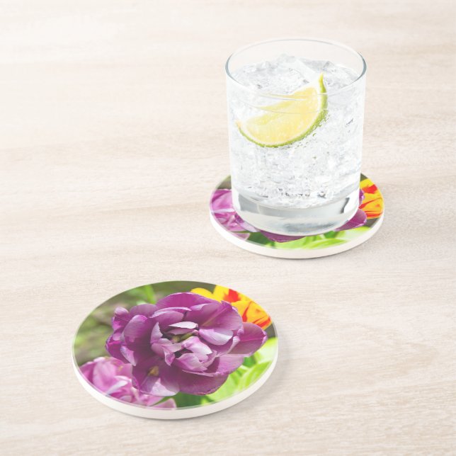 Posavasos Tulipanes de Lilac en un día soleado (Lado)
