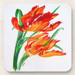 Posavasos Tulipanes de loro rojo brillante