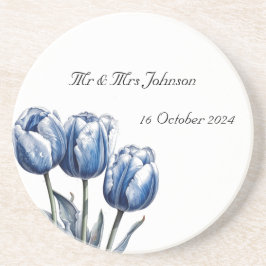Posavasos Tulipanes en Azul Delft personalizables
