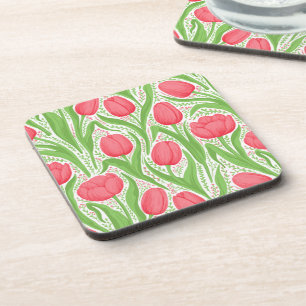 Posavasos Tulipanes en rojo y verde
