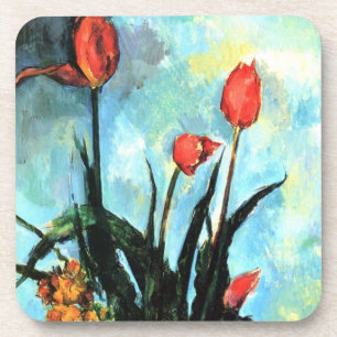 Posavasos Tulipanes en un jarrón de Paul Cezanne, Arte Vinta