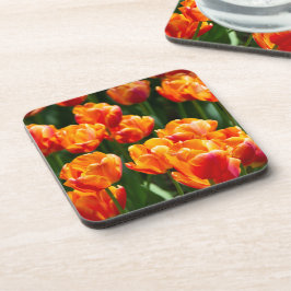 Posavasos Tulipanes naranjas brillantes en el parque