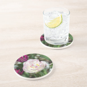 Posavasos Tulipanes rosa brillante en un día soleado