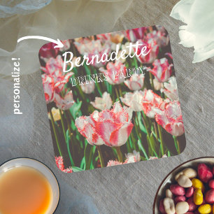Posavasos Tulipanes rosados de estilo vintage