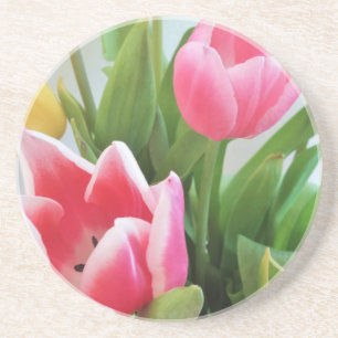 Posavasos Tulipanes rosas, Bouquet de primavera floral, flor