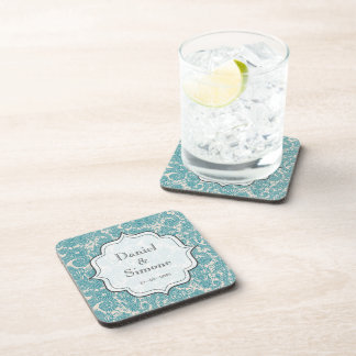 Posavasos Turquesa Paisley personalizada casando los