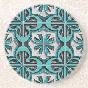 Posavasos Turquesa Plata Arte de Corte de Papel en Capas 3D