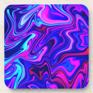 Posavasos Turquesa rosa azul neón de moda Resumen