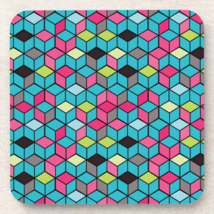 Posavasos Turquesa y modelo rosado del cubo