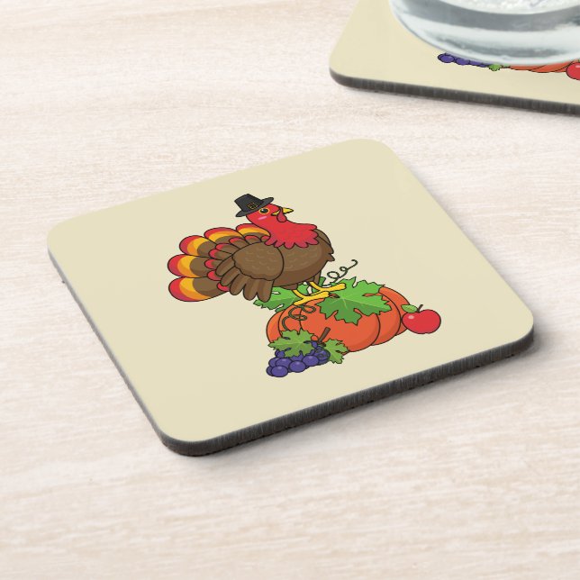Posavasos Turquía con la cosecha de Acción de Gracias (Lado Izquierdo)