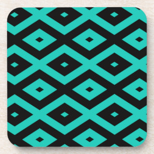 Posavasos Turquoise and black diamond pattern