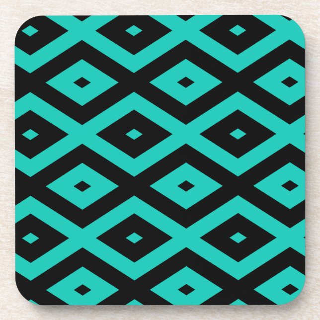 Posavasos Turquoise and black diamond pattern (Frente)