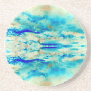 Posavasos Turquoise aqua and cream abstract art