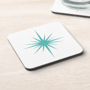 Posavasos Turquoise Blue Atomic Starburst Mid-century Retro