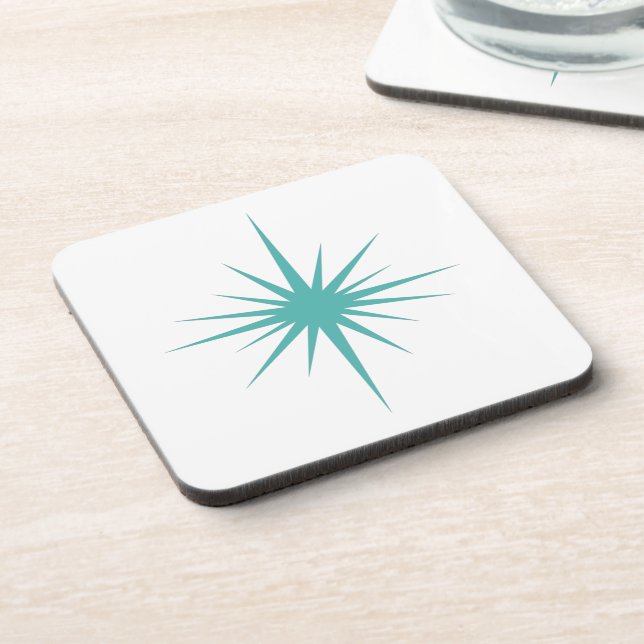Posavasos Turquoise Blue Atomic Starburst Mid-century Retro (Lado Izquierdo)
