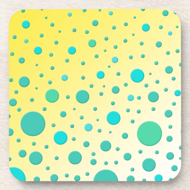 Posavasos Turquoise Dots on Yellow Modern Design (Frente)