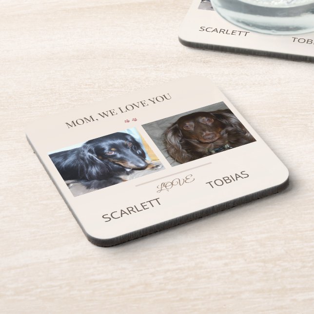 Posavasos Two Paws Bring Love to Mom's Table (Lado Izquierdo)