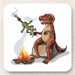 Posavasos Tyrannosaurus Rex Cocina Sobre Una Fogata.
