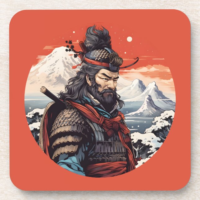 Posavasos Ukiyo-e samurai Japón (Frente)