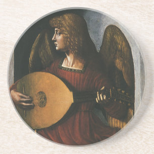 Posavasos Un ángel en rojo con un lute de Leonardo da Vinci