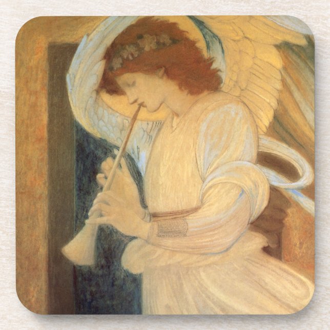 Posavasos Un ángel tocando un flageolet por Burne Jones (Frente)