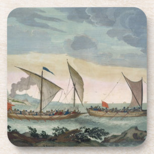 Posavasos Un bergantín que da caza a un Felucca, y alrededo