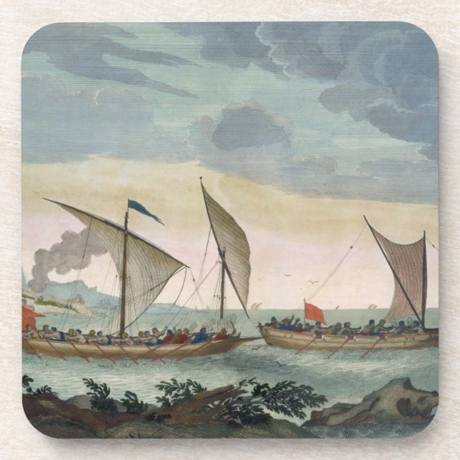 Posavasos Un bergantín que da caza a un Felucca, y alrededor (Frente)