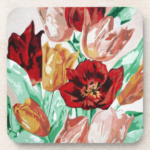 Posavasos Un bonito y audaz Bouquet floral de tulipanes