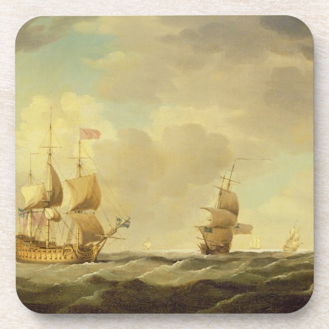 Posavasos Un buque insignia inglés debajo de la vela fácil (Frente)