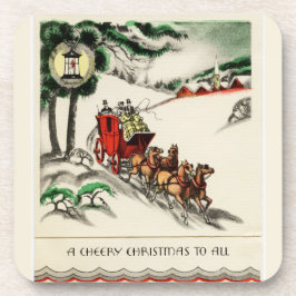 Posavasos Un caballo y unos Navidades de transporte alegres