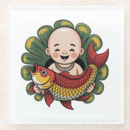 Posavasos | Un chico lindo con un Koi afortunado