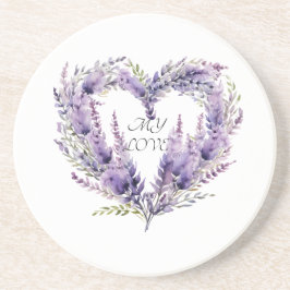 Posavasos Un Corazón de Lavanda. Patrón púrpura floral