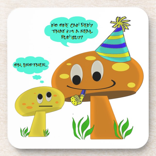 Posavasos Un dibujo animado real de la seta del (Frente)