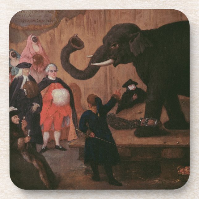 Posavasos Un elefante mostrado en Venecia (aceite en lona) (Frente)