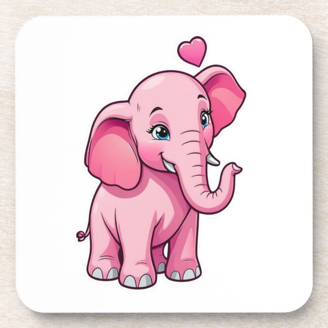 Posavasos Un elefante pequeño y rosado con amor (Frente)