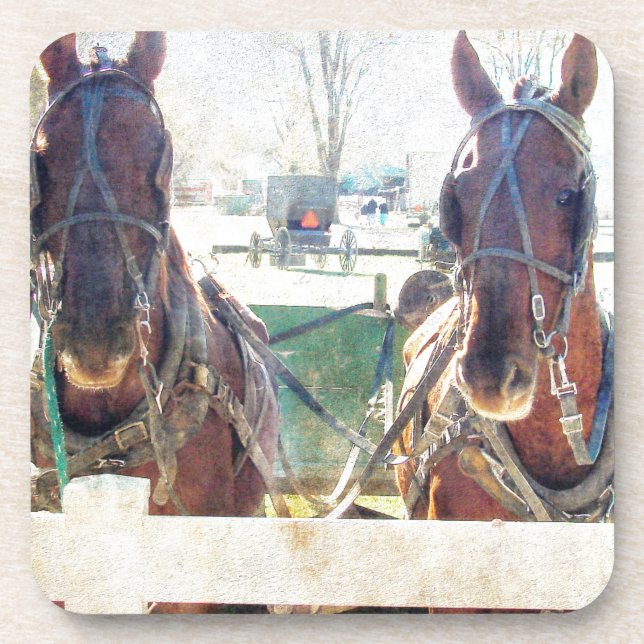 Posavasos Un equipo de dos caballos (Frente)